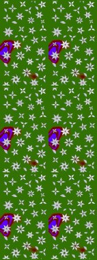 Renkli Bahar Teması eskiz kalıbı. Yeşil renkli çiçekler. Raster illüstrasyonundaki çiçek desenli çizim. Düz Çiçek Elementleri Tasarımı.