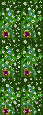 Yumuşak, yeşil renkli bahar çiçekleri. Çiçek ve yapraklı karalama şeklinde Raster çiçek deseni. Raster illüstrasyonu.