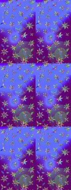 Çiçek izi. Suluboya çizim kalıbı. Suluboya tarzında mor renkte çiçekler.