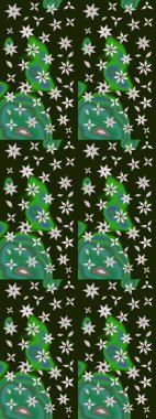 Şirin çiçekli, desenli, gri renkli bir eskiz deseni. Tekstil için suluboya eskiz deseni. El çizimi çiçek çizimi deseni (fayans)).