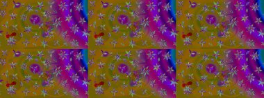 Zarif, parlak ve eskiz kahverengi çiçek desenli tasarım. Raster. Sabıka baskıları, bebek kıyafetleri, duvar kâğıtları, paket kutuları vb..