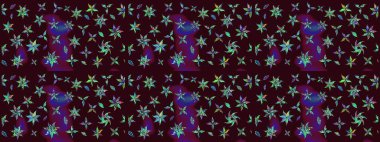 Raster Çiçek İllüstrasyonu 'nun şirin tekstili. Kahverengi renkli etnik çiçeklerle zarif bir eskiz deseni..