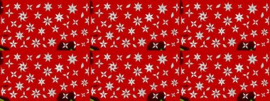 Çiçek kırmızısı ve nötr çizim deseni. Raster çiçek izi. Raster Yumuşak kumaş deseni. Klasik taslak çizimi.