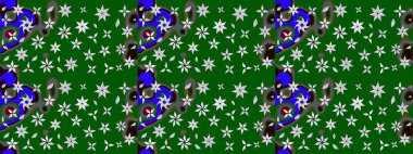 Yeşil ve nötr renklerde çiçekler. Düz Çiçek Elementleri Tasarımı. Çiçekli çizim şekli. Renkli Bahar Teması çizim şablonu.