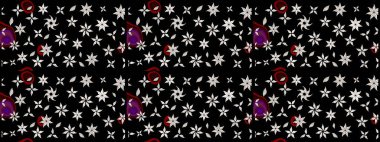 Robot resim. Siyah ve nötr renklerde çiçekler. Raster illüstrasyonu. Şirin çiçek elementleri..