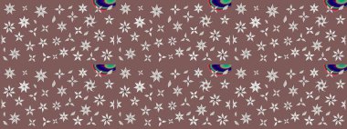 Kahverengi ve nötr renklerde güzel çiçekli eskiz deseni, suluboya çiçek deseni, duvar kağıdı, kart veya kumaş için fayanslı. Raster..