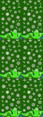 Tropik çiçek desenleri. Yeşil renkli çiçekler. Raster illüstrasyonu.