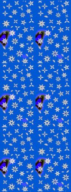 Mavi renkli çiçekler. Düz Çiçek Elementleri Tasarımı. Sevimli çiçek raster deseni. Renkli Bahar Teması çizim şablonu.