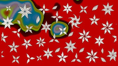 Arkaplan dokusu, duvar kağıdı, kırmızı renkli çiçek teması. Soyut etnik raster çizim kalıbı. Kabile sanatı boho baskısı, klasik çiçek arkaplanı.