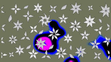 Vadinin yeşil renkli çiçekleri. Çiçeksel çizim kalıbının çizimi.