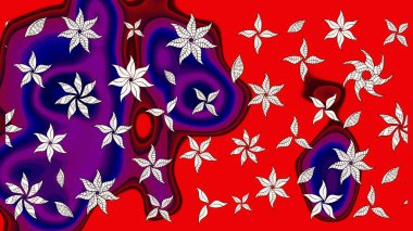 Düz Çiçek Elementleri Tasarımı. Çiçekli eskiz çizimi. Renkli Yaz Temalı eskiz kalıbı. Kırmızı renkte çiçekler.