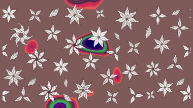 Kahverengi renkli çiçekler. Düz Çiçek Elementleri Tasarımı. Renkli Bahar Teması eskiz kalıbı. Raster illüstrasyonunda çiçek deseni çizimi.