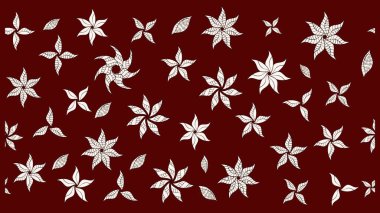 Çiçek desenli çizim. Kırmızı renklerde Asya tekstili. Raster illüstrasyonu.