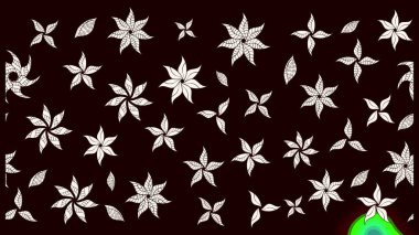 Raster deseni. Raster illüstrasyonu. Patlayan çiçekler soyut olarak yerleştirilmiş. Nazikçe, bahar çiçekleri siyah renklerde.