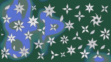 Yeşil renkli çiçekler. Raster düz çiçek çizim deseni. Tasarım hediye paketi, tebrik kartları, posterler ve afiş tasarımı.