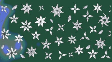 Küçük çiçekteki sevimli çiçek deseni. Raster illüstrasyonu. Yeşil renkte çiçekler.