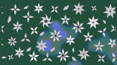 Çiçeksel çizim kalıbının yansıması. Vadinin yeşil renkli çiçekleri.