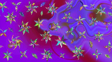 Üzerinde gelincikler ve vadi zambakları olan renkli çiçek desenli nakış deseni. Tekstil tasarımı için mor renkli geleneksel halk çiçekleri buketi.