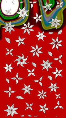 Raster çiçek izi. Çiçek kırmızısı eskiz deseni. Raster Yumuşak kumaş deseni. Klasik taslak çizimi.