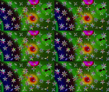 Düz Çiçek Elementleri Tasarımı. Raster Şirin kumaş deseni. Renkli Bahar Teması eskiz kalıbı. Eskiz klasiği.