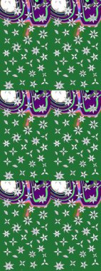 Yeşil renkler üzerine çiçek desenli çizimler, el yapımı papatyalar, papatyalar. Tekrarlayan çiçek arkaplanı, zarif yeşil çiçek duvar kağıdı.