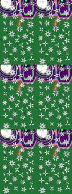 Yeşil renkler üzerine çiçek desenli çizimler, el yapımı papatyalar, papatyalar. Tekrarlayan çiçek arkaplanı, zarif yeşil çiçek duvar kağıdı.