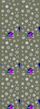 Taslak desenli, modaya uygun kumaş deseni. Şirin çiçek elementleri. Renkli Bahar Teması eskiz kalıbı. Raster illüstrasyonu. Düz Çiçek Elementleri Tasarımı.