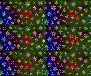 Motley illüstrasyonu. Küçük renkli çiçekler. Küçük çiçekte güzel bir desen. Yeşil çiçekli bahar çiçekleri. Moda baskıları için zarif bir şablon.