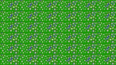 Çiçekli karalama şeklinde Raster çiçek deseni. Raster illüstrasyonu. Yumuşak, yeşil renkte bahar çiçekleri.