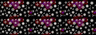 Ağaç dallı bahar çiçekleriyle desen, çiçek siluetiyle siyah renkler. Raster deseni.