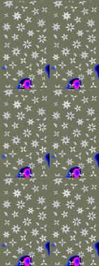 Taslak desenli, modaya uygun kumaş deseni. Şirin çiçek elementleri. Renkli Bahar Teması eskiz kalıbı. Raster illüstrasyonu. Düz Çiçek Elementleri Tasarımı.