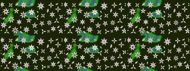 Raster illüstrasyonundaki çiçek desenli çizim. Gri renkli çiçekler. Renkli Yaz Temalı eskiz kalıbı. Düz Çiçek Elementleri Tasarımı.