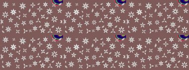 Çiçekli karalama şeklinde Raster çiçek deseni. Yumuşak, bahar çiçekli arka plan. Kahverengi renkte çiçekler.