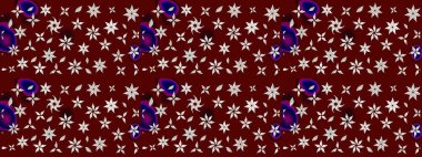 3D çiçekler, eskiz. Raster illüstrasyonu. Kırmızı renklerde.