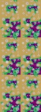 Düz Çiçek Elementleri Tasarımı. Renkli Bahar Teması eskiz kalıbı. Güzel çiçek deseni. Sarı renkte çiçekler.