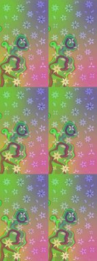 Renkli Yaz Temalı eskiz kalıbı. Yeşil ve nötr renklerde çiçekler. Sevimli çiçek raster deseni. Düz Çiçek Elementleri Tasarımı.