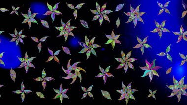 Modern gelişim, siyah raster arka plan duvar kâğıdı illüstrasyonu, klasik çizgi çizgisi, desenli desenli çiçekler, çiçekli süsler. Çiçekli el çizimi çizimi deseni.