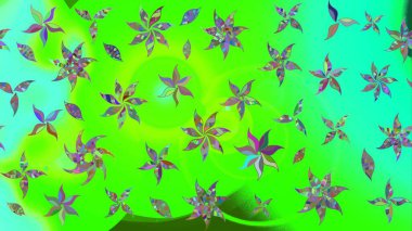 Gömlek baskısı için çiçek boyası. Yeşil renkli çiçekler. Çiçek eskiz kalıbı geçmişi.