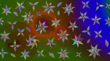 Soyut etnik raster çizim kalıbı. Kabile sanatı boho baskısı, klasik çiçek arkaplanı. Arkaplan dokusu, duvar kağıdı, yeşil renkli çiçek teması.