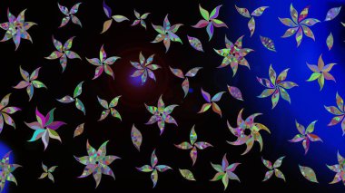 Suluboya çizim kalıbı. Çiçek izi. Suluboya tarzında siyah renkte çiçekler.