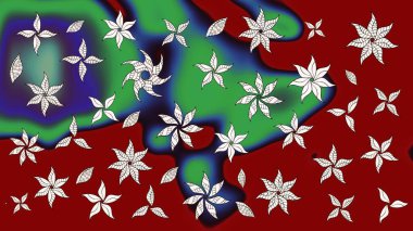 Çiçekli eskiz çizimi. Çiçekler kırmızı ve yeşil renklerde. Düz Çiçek Elementleri Tasarımı. Renkli Yaz Teması çizim şablonu.