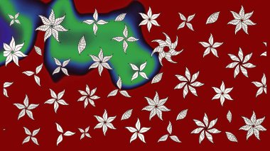 Kırmızı ve nötr renklerde çiçekler. Raster illüstrasyonunda çiçek deseni çizimi.