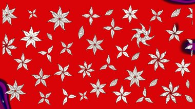 Raster illüstrasyonundaki çiçek desenli çizim. Kırmızı ve nötr renkte çiçekler.