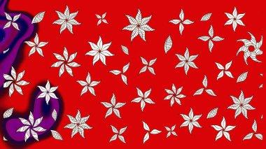 Kırmızı ve nötr renklerde etnik çiçeklerle süslenmiş zarif bir eskiz. Raster Çiçek İllüstrasyon Şirin Tekstil.