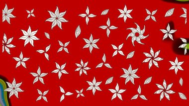 Kırmızı ve nötr renklerde parlak çiçekli halı deseni.