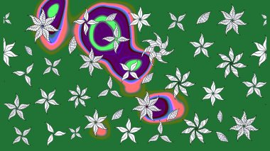 Yeşil ve nötr renklerde güzel bir tekstil. Raster illüstrasyonu. Suluboya çiçekli çiçek deseni.