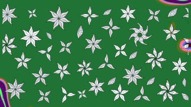 Yeşil ve nötr renklerde. Raster illüstrasyonu. Yeşil ve nötr papatyalardan oluşan yeşil ve nötr bir desen.