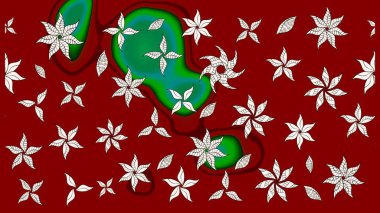 Çiçek buketleriyle klasik bir eskiz şekli. Kırmızı ve nötr renklerde. Raster illüstrasyonu.