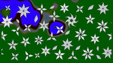 Yeşil ve nötr renkler üzerine çiçek desenli çizimler, el yapımı papatyalar, papatyalar. Tekrarlayan çiçek arkaplanı, zarif yeşil ve nötr çiçek duvar kağıdı.