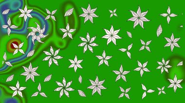 Yeşil ve nötr renklerde parlak çiçekli halı deseni.